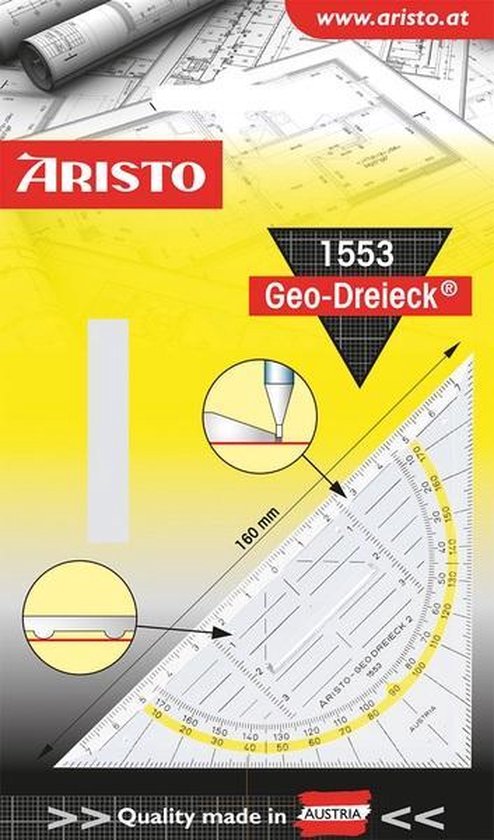 Aristo geodriehoek - 14 cm - met greep - AR-1553 - Aristo