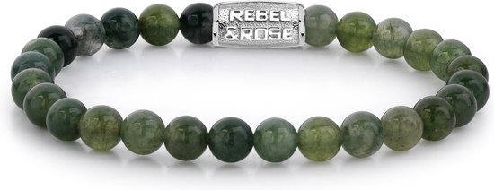 Armband van groene kralen met een zilverkleurige sluiting van Rebel & Rose.