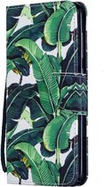 Shop4 - Samsung Galaxy A70 Hoesje - Wallet Case Bladeren Groen