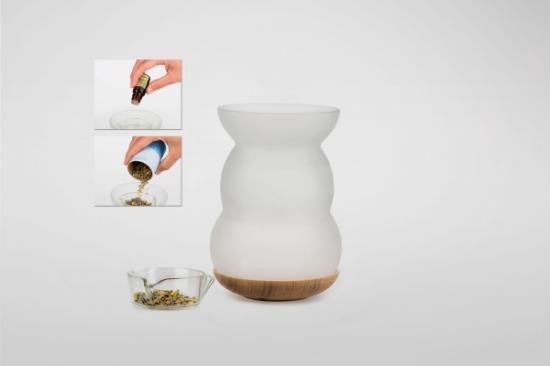 Aromalamp met Bloem des Levens van Glas