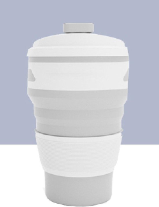 Koffiebeker to go Verkleinbare Beker - Duurzame koffiebeker - Reisbeker - Travel cup - 350 ml - Coffee to go - Grijs