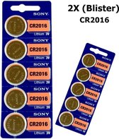 10 Stuks (2 blisters a 5st) - Sony CR2016 lithium knoopcel