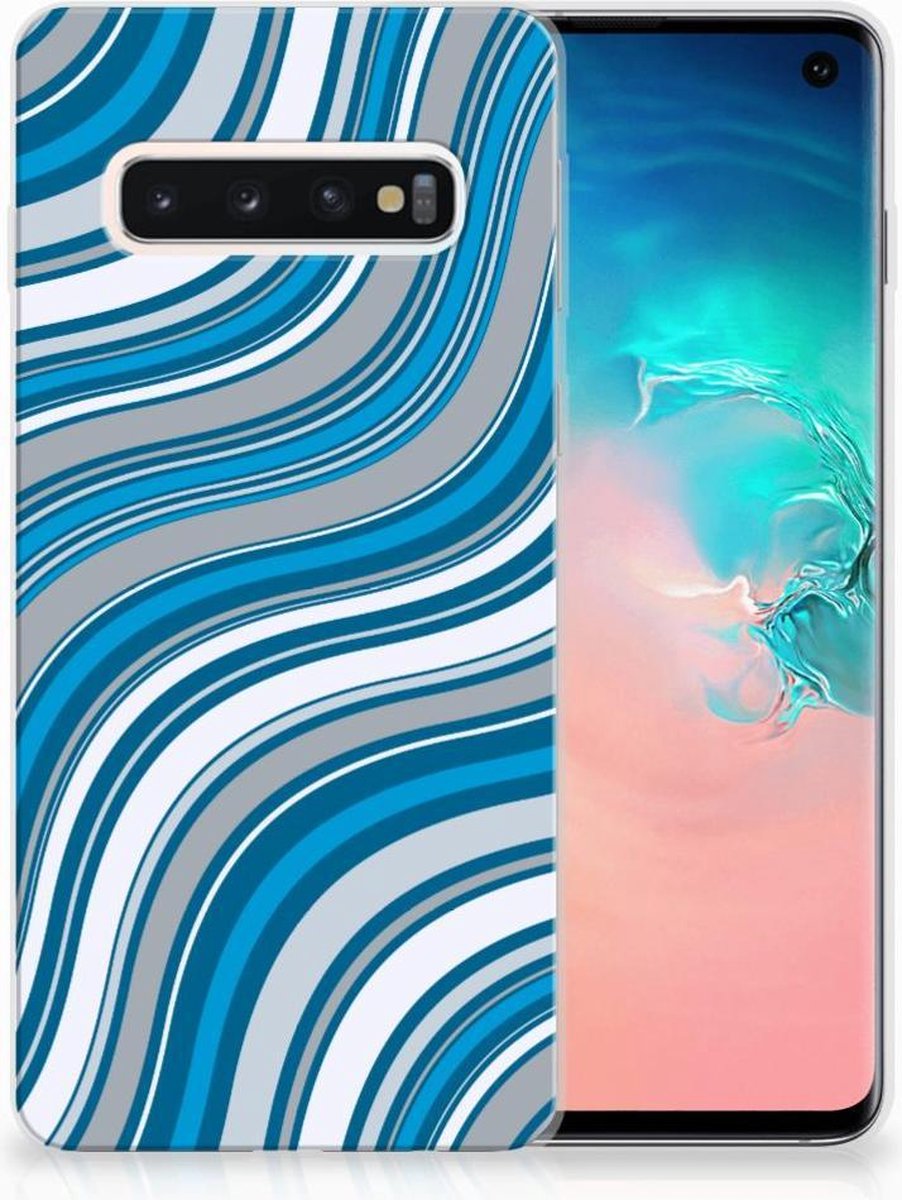TPU Hoesje voor Samsung Galaxy S10 TPU bumper Waves Blue