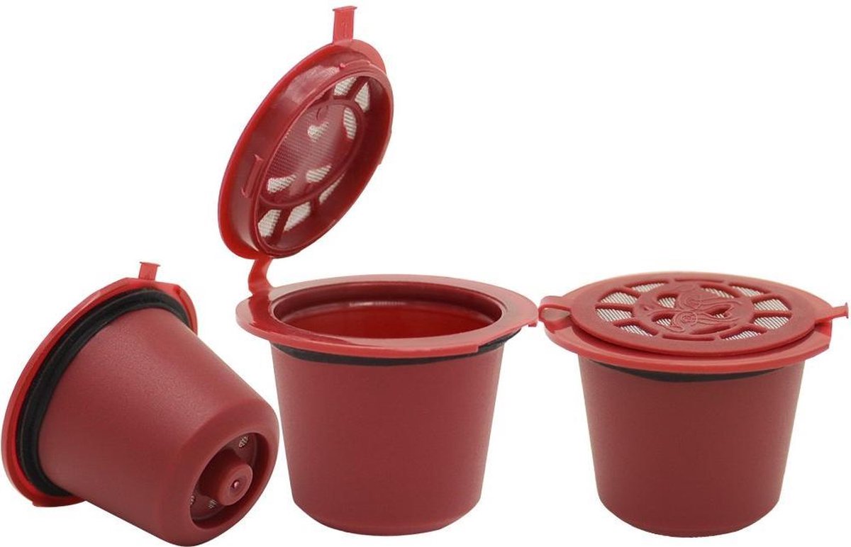 Hervulbare Koffiecups – Geschikt Voor Nespresso – 3 Stuks – Rood