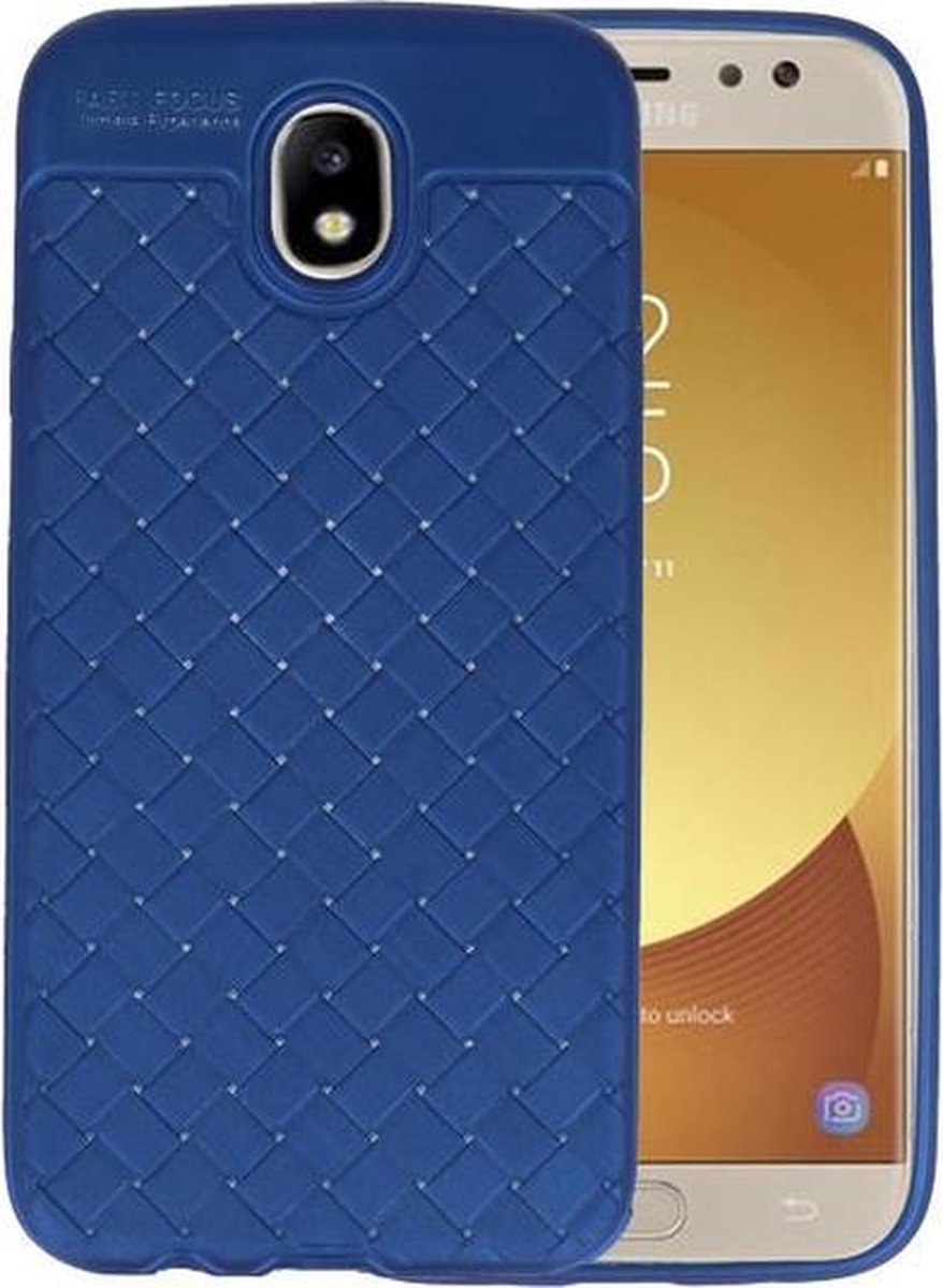 Blauw Geweven TPU case hoesje voor Samsung Galaxy J7 2017 / Pro