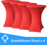Statafelrok Luxe ROOD x 4 - Statafel Tafelrok - Statafelhoes - Stretch –  ∅80 x 110 cm – geschikt voor Horeca Evenementen | Sta Tafel Hoes | Statafel | Staantafelhoes | Cocktailparty | Trouwe