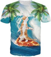 pizza kat surfer festival shirt Maat S Crew neck