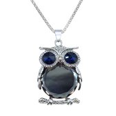 Fako Bijoux® - Ketting - Uil - Spiegel - XXL - Grijs - Sinterklaas & Kerst