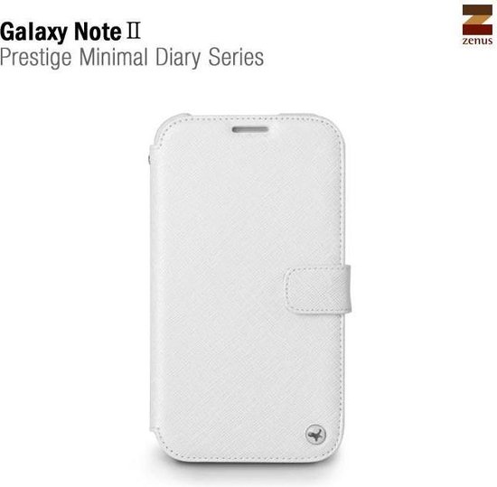 Zenus hoesje voor Samsung Galaxy Note 2 Prestige Minimal Diary Series - White