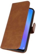 Bruin Bookstyle Wallet Cases Hoesje voor Huawei P Smart Plus