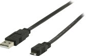 USB 2.0 Kabel USB A Male - Micro-B Male Plat 1.00 m Zwart