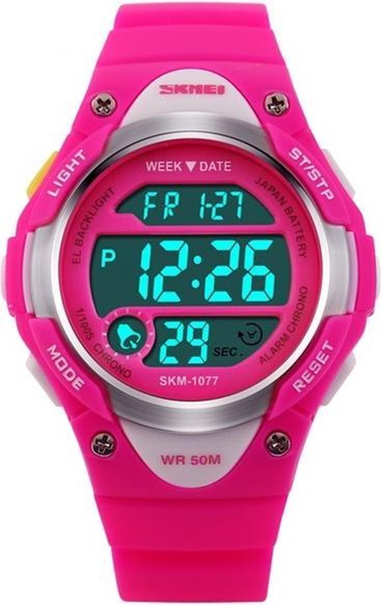 Kinderhorloge Chrono - Alarm - Digitaal Horloge - Roze - Ø37mm - Giftbox