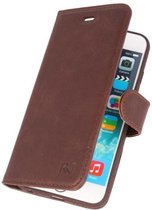 Mocca Rico Vitello Echt Leren Bookstyle Wallet Hoesje voor iPhone 6 / 6s