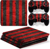 PS4 Pro Sticker Red Stripes - PS4 Pro Rode Strepen Skin Sticker - 1 Console Skin + 2 Controller Skins