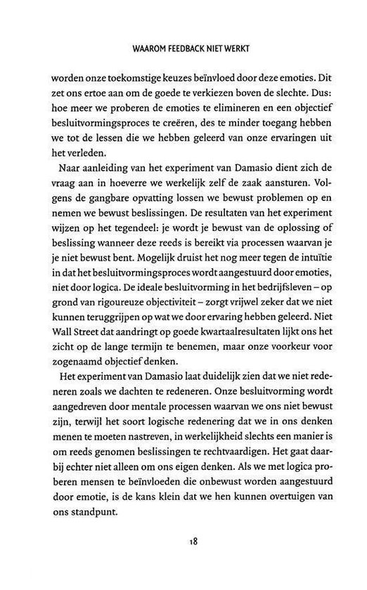 Pagina 18 met tekst over emoties, rationaliteit en de hersenen.