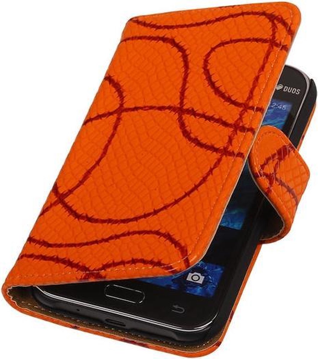 Oranje Basketbal Hoesje Samsung Galaxy J1 Booktype Wallet Cover