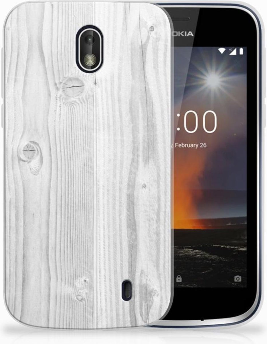 Nokia 1 Bumper Hoesje White Wood