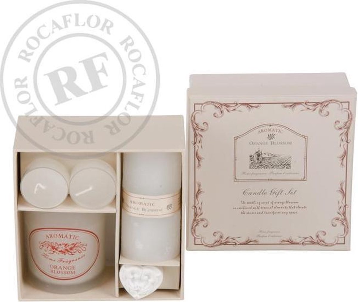 Rocaflor cadeauset geschenkset geurkaarsen geurlijn oranje bloesem orange blossom