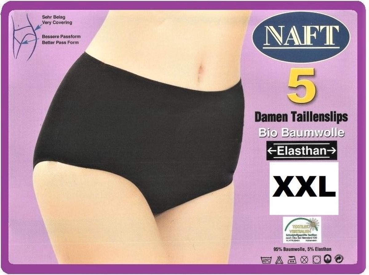 katoenen damesslips (5pack) zwart maat XXL