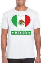 Mexico hart vlag t-shirt wit heren L