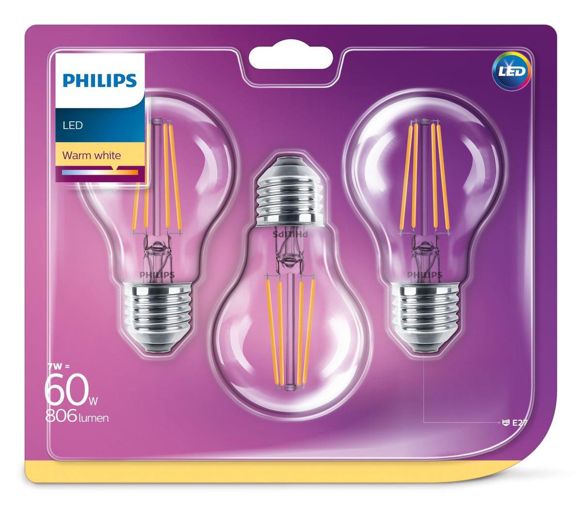 vervormen rechter Paard Philips LED-lampen Classic 7 W 806 lumen 3 st 929001387373 | bol.com