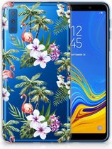 Geschikt voor Samsung Galaxy A7 (2018) TPU-siliconen Hoesje Design Flamingo Palms