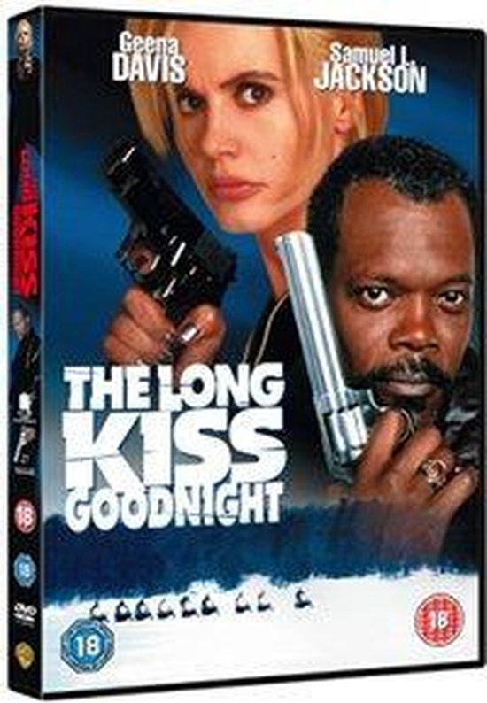 DVD hoes met Geena Davis en Samuel L. Jackson die pistolen vasthouden. Tekst: 'The Long Kiss Goodnight'.