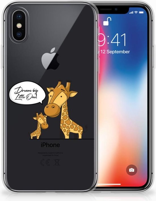 Coque Téléphone pour Apple iPhone X | Xs PU Silicone Etui Bumper Gel Girafe  | bol