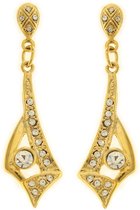 Behave® Dames oorbellen goud-kleur hangers steentjes 4,5 cm