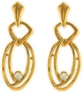 Behave Dames oorbellen hangers ovaal goud-kleur 3,5 cm
