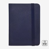 LEGAMI paspoortetui - saffiano bonded leather - skimvrije RFID creditkaartmap - beschermt al uw ID en waardepapieren - blauw