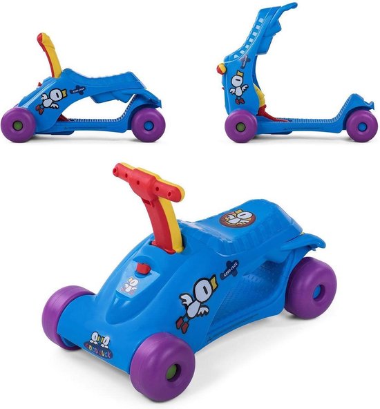 2 in 1 loopauto en step in blauw