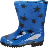 Blauwe kleuter/kinder regenlaarzen blauw met zwarte sterretjes - Rubberen laarzen/regenlaarsjes voor kinderen 27