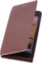 Huawei Ascend P6 Bruin Map Case - Book Case Wallet Cover Hoesje