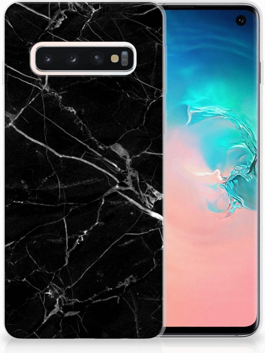 Samsung Galaxy S10 TPU Siliconen Hoesje Marmer Zwart - Origineel Cadeau Vader
