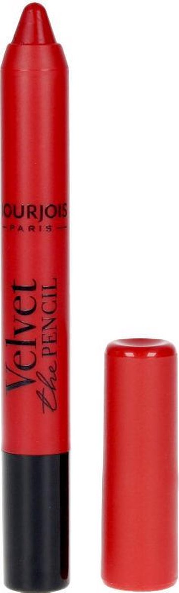 Rode lippenstiftpotlood met zwarte basis.