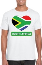 Zuid Afrika hart vlag t-shirt wit heren L