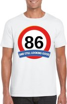 Verkeersbord 86 jaar t-shirt wit heren L