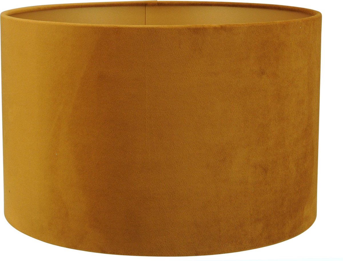 Lampenkap Cilinder - 35x35x22cm - San Remo velours mosterd - gouden binnenkant