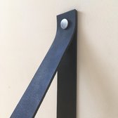 Leren Plankdragers Nacht Blauw + mooie RVS sierkapjes | 2 stroken per set |  plankendrager | echt leder|industriële plankdragers | plankdragers Blauw| ophangsysteem | plank dragers