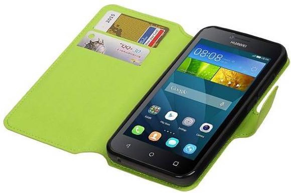 Cross Pattern TPU Bookstyle Wallet Case Hoesje Geschikt voor Huawei Y5 / Y560 Groen