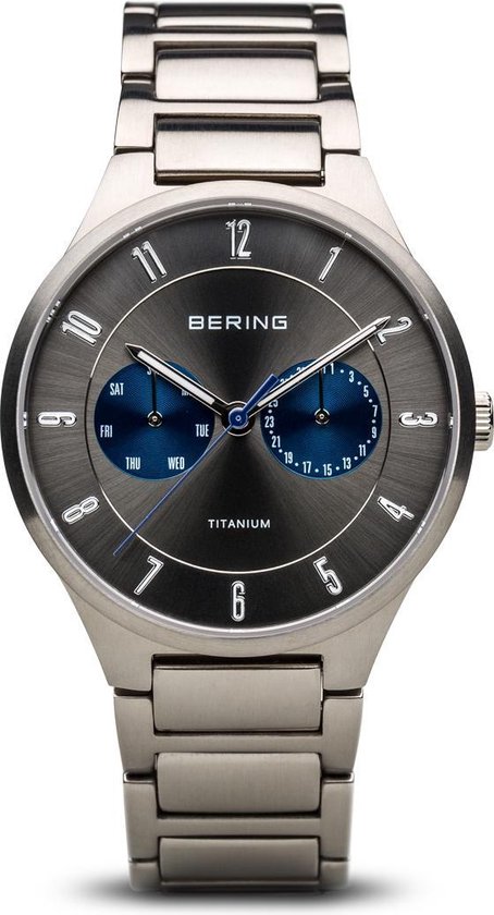 BERING herenhorloge quartz uurwerk - Titanium collectie met titanium en saffierglas 11539-873