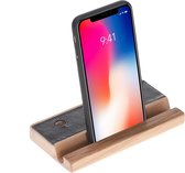 Oblac ® Leren telefoonhouder - 15 x 8 cm - Rustiek zwart volledig kalfsleer - Handgemaakt door ambachtslieden