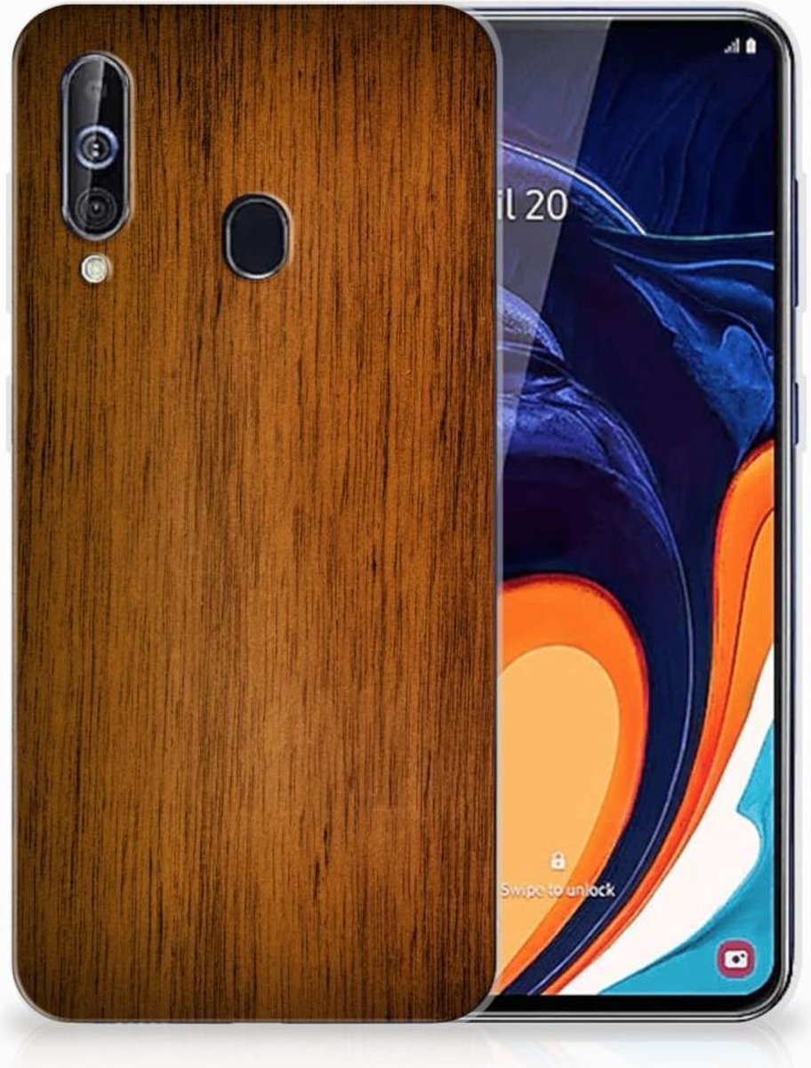 Samsung Galaxy A60 Bumper Hoesje Donker Hout
