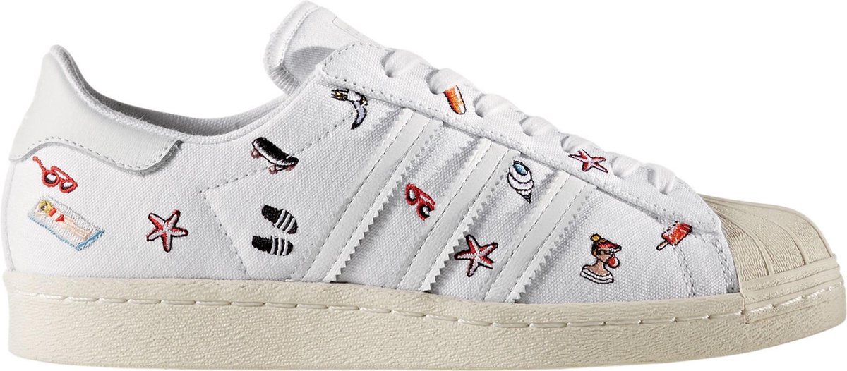 adidas Superstar 80s Sneakers - Maat 37 1/3 - Vrouwen - wit/zwart/oranje/geel