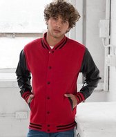 Letterman jacket, Kleur Fire Red / Jet Black, Maat XL