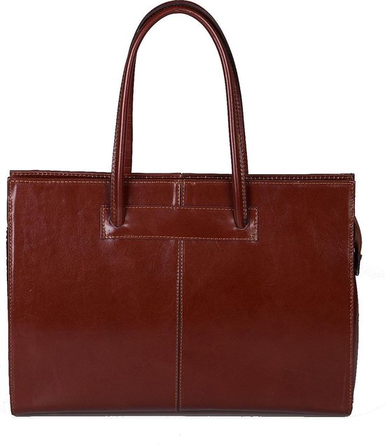 Viabologna Laptop Bag Elegant Leather - cognac