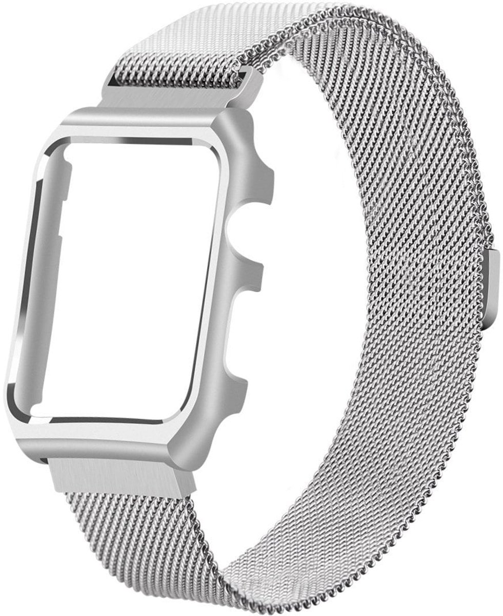 Merkloos Milanees bandje - geschikt voor Apple Watch Series 1/2/3 (42mm) - Zilver