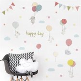 Muursticker kinderkamer konijnen konijntjes konijn ballon meisje jongen kinderkamer - Happy Day TH Commerce 307