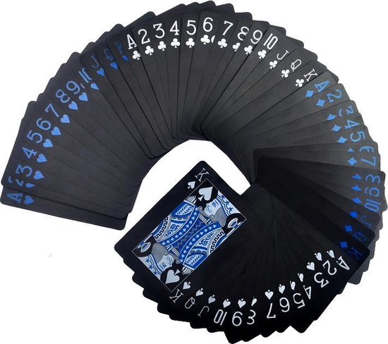 Thumbnail van een extra afbeelding van het spel Luxe speelkaarten set - Zwart, Blauw & Wit - Waterproof - Kaartspel